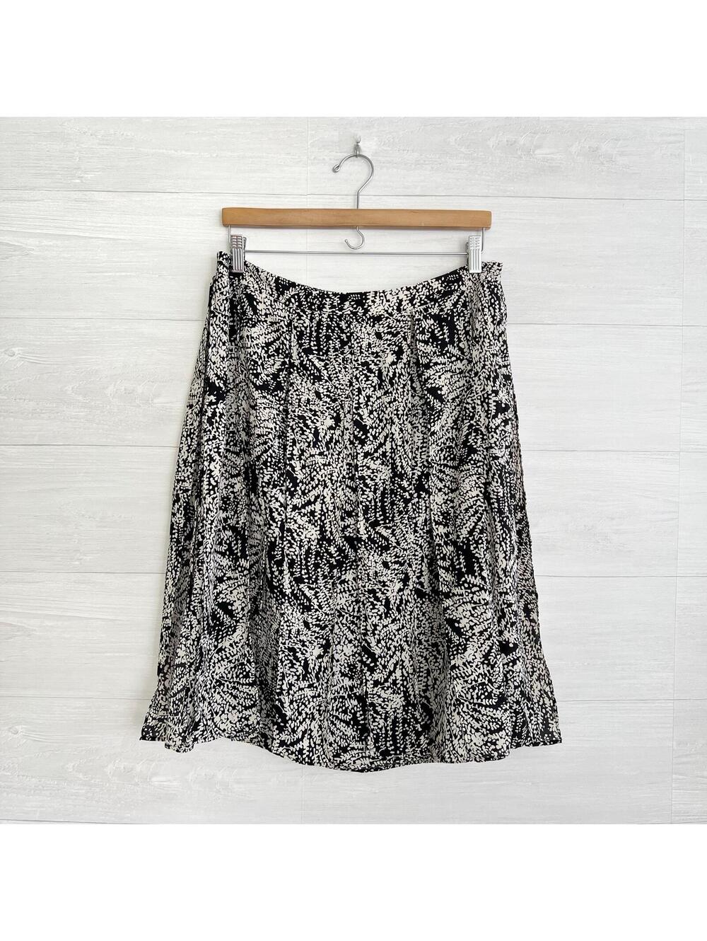 NWT Who What Wear Black Beige Abstract Chiffon Layered Midi Skirt 14